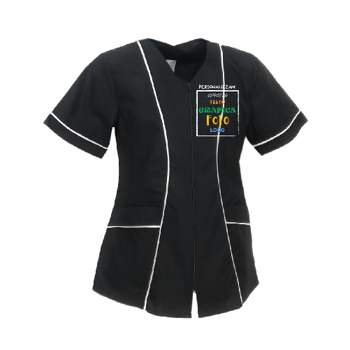 Casacca da donna estetista o parrucchiera sanitaria taglie da XS a XXL Personalizzazione inclusa M Nero